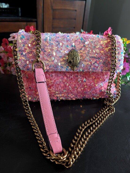Kurt Geiger Handbags - Kurt Geiger Kensington Pink Sequin Tweed Crossbody Bag